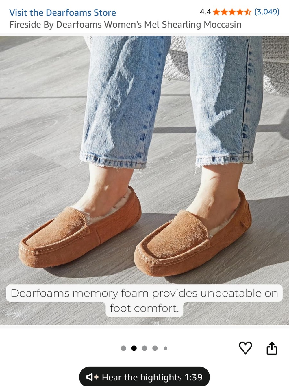 Fireside Chestnut Suede Shearling Moccasin Slipper - Women's